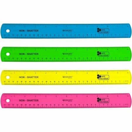 ACME UNITED Ruler, Non-Shatter, Antimicrobial, Transparent, 12inL, AST ACM14381